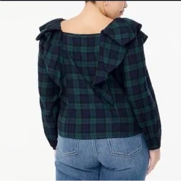*NEW* J.Crew Factory Flannel Squareneck Ruffle Top - Picture 3 of 15